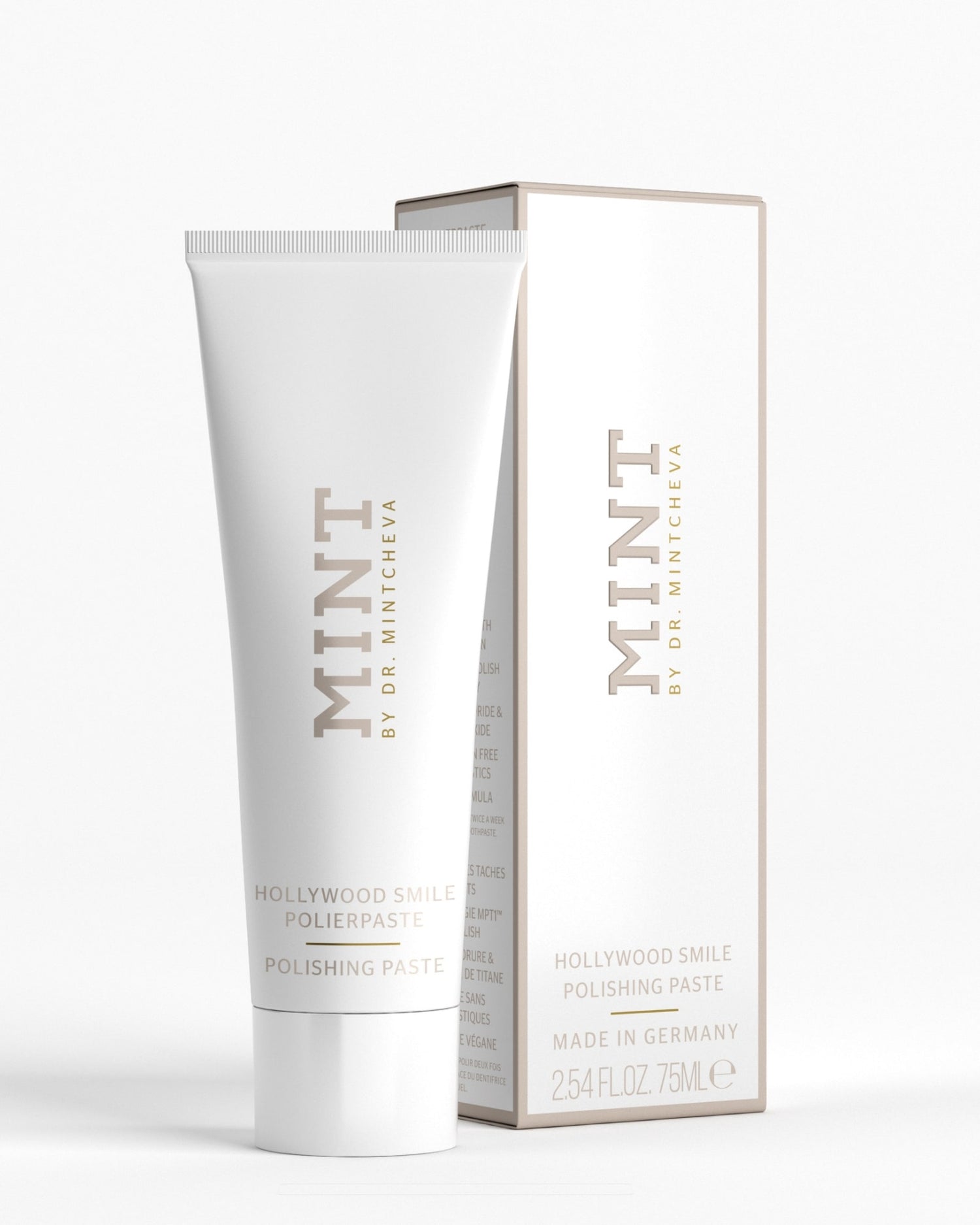 Produktfoto mit Verpackung: MINT Hollywood Smile Polierpaste