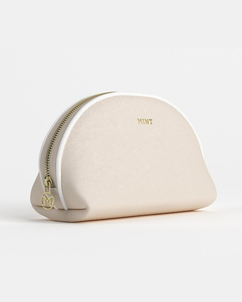 Mint Kosmetiktasche aus Saffiano Leder
