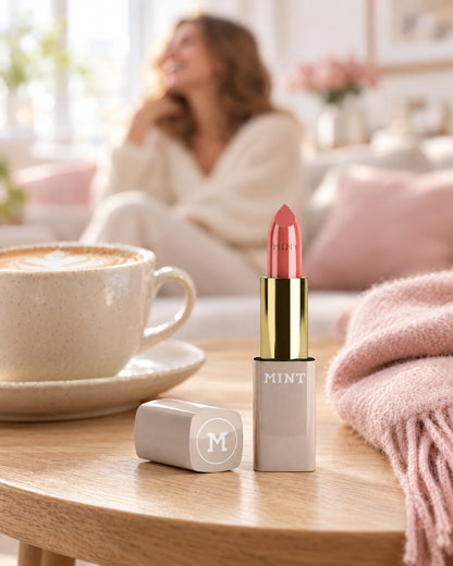 MINT Lippenstift Pink Cashmere im hellen Wohnambiente