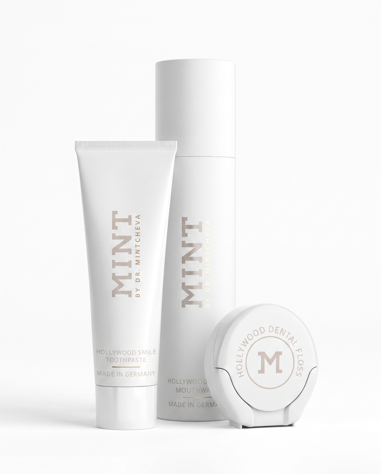 MINT Hollywood Smile Abo-Set 2 – Zahnpasta, Zahnseide &amp; Mundwasser