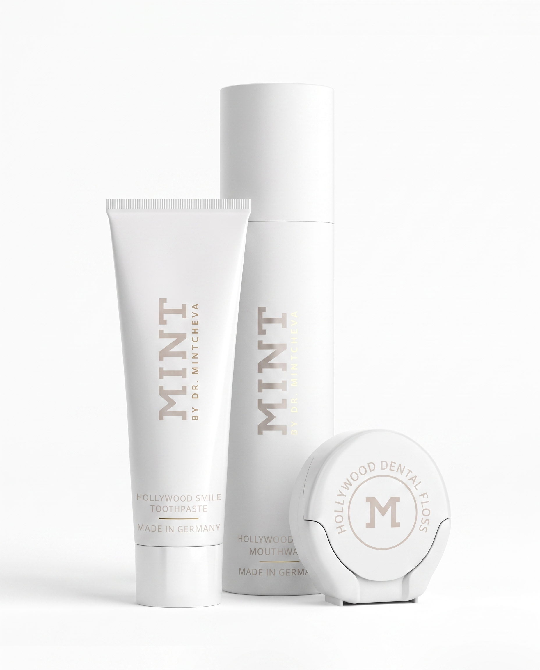 MINT Hollywood Smile Abo-Set 2 – Zahnpasta, Zahnseide &amp; Mundwasser